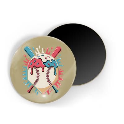 Baseball Ice Cream Dripping Baseball Home Plate Drip Magnet