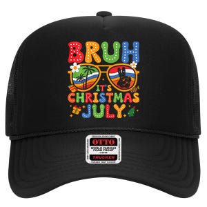 Bruh ItS Christmas In July Sunglasses Summer Beach Xmas High Crown Mesh Back Trucker Hat