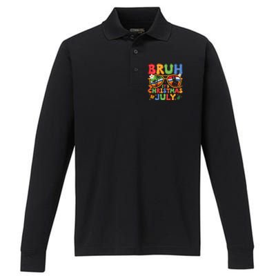 Bruh ItS Christmas In July Sunglasses Summer Beach Xmas Performance Long Sleeve Polo