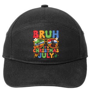 Bruh ItS Christmas In July Sunglasses Summer Beach Xmas 7-Panel Snapback Hat