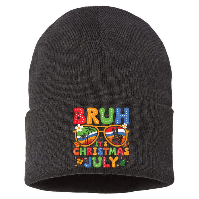 Bruh ItS Christmas In July Sunglasses Summer Beach Xmas Sustainable Knit Beanie