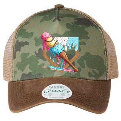 Baseball Ice Cream Dripping Drip Legacy Tie Dye Trucker Hat
