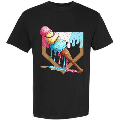 Baseball Ice Cream Dripping Drip Garment-Dyed Heavyweight T-Shirt