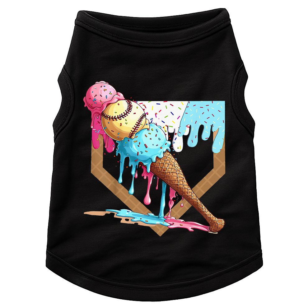 Baseball Ice Cream Dripping Drip Doggie Tank