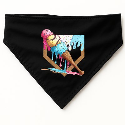 Baseball Ice Cream Dripping Drip USA-Made Doggie Bandana