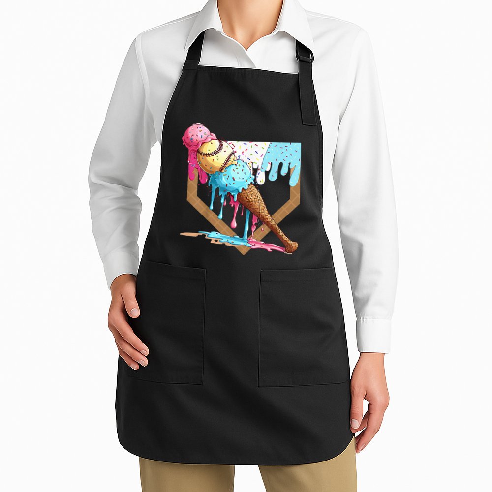 Baseball Ice Cream Dripping Drip Apron