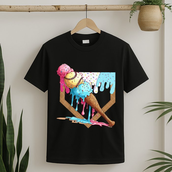Baseball Ice Cream Dripping Drip T-Shirt