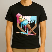 Baseball Ice Cream Dripping Drip T-Shirt