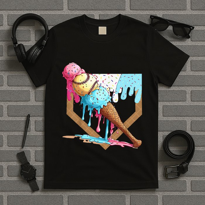 Baseball Ice Cream Dripping Drip T-Shirt