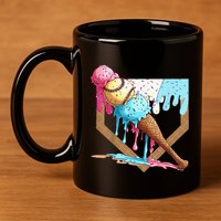 Baseball Ice Cream Dripping Drip 11oz C Handle Ceramic Mug