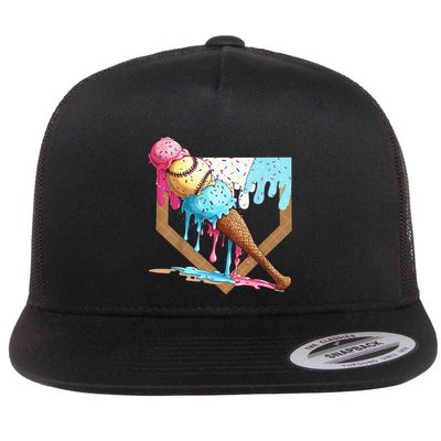 Baseball Ice Cream Dripping Drip Flatbill Hat