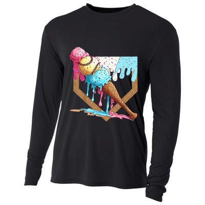 Baseball Ice Cream Dripping Drip Cooling Performance Long Sleeve Crew
