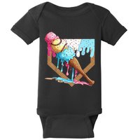 Baseball Ice Cream Dripping Drip Baby Bodysuit