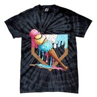 Baseball Ice Cream Dripping Drip Tie-Dye T-Shirt
