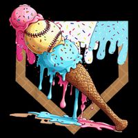 Baseball Ice Cream Dripping Drip Tie-Dye T-Shirt
