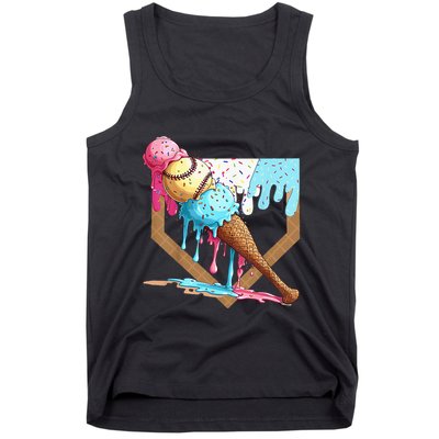 Baseball Ice Cream Dripping Drip Tank Top