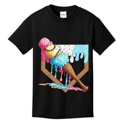 Baseball Ice Cream Dripping Drip Kids T-Shirt