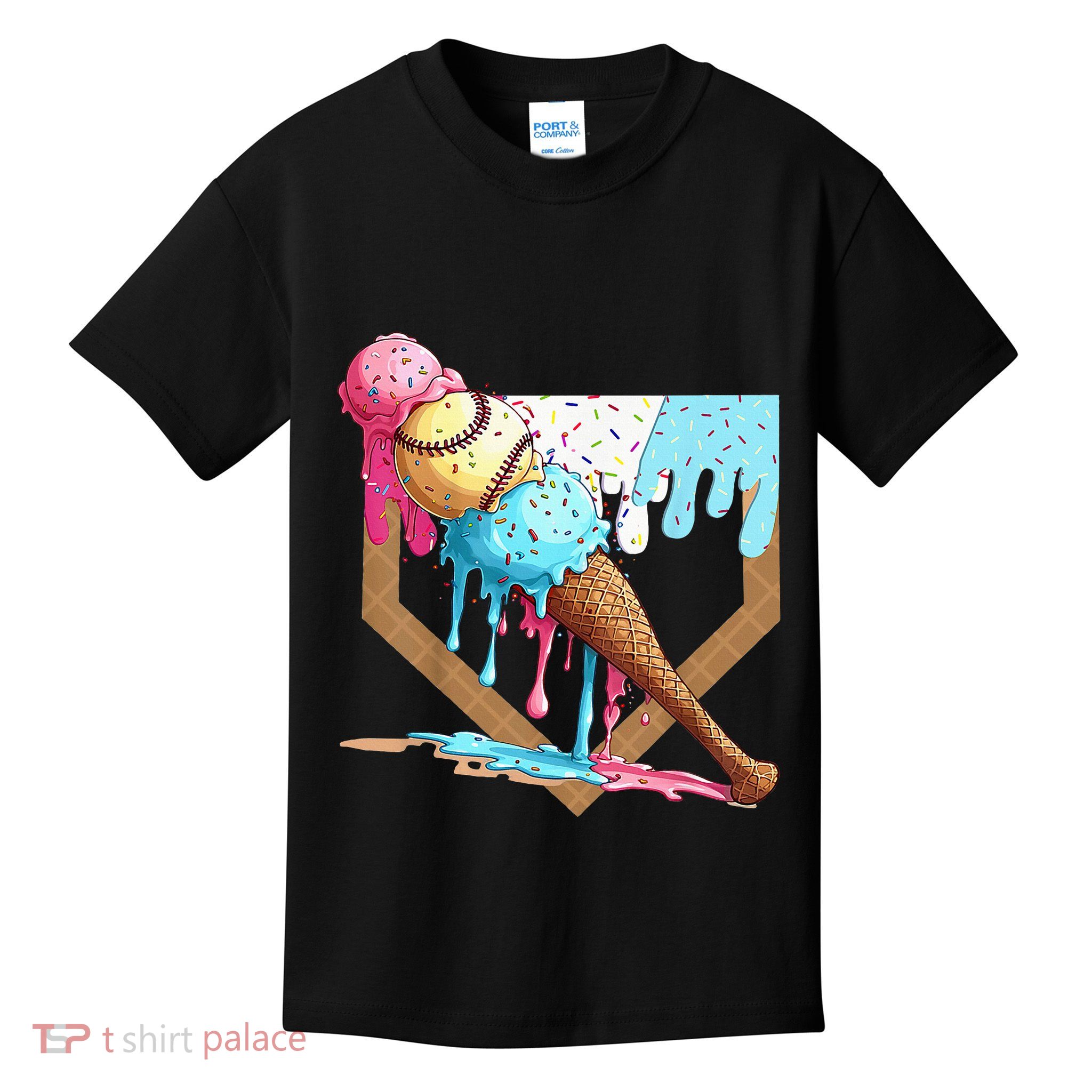 Baseball Ice Cream Dripping Drip Kids T-Shirt