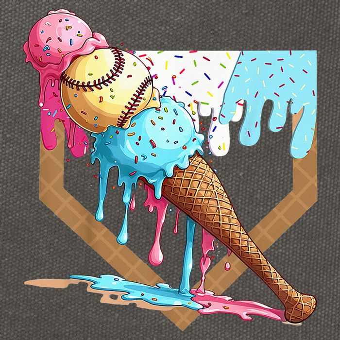 Baseball Ice Cream Dripping Drip Cotton Canvas Backpack