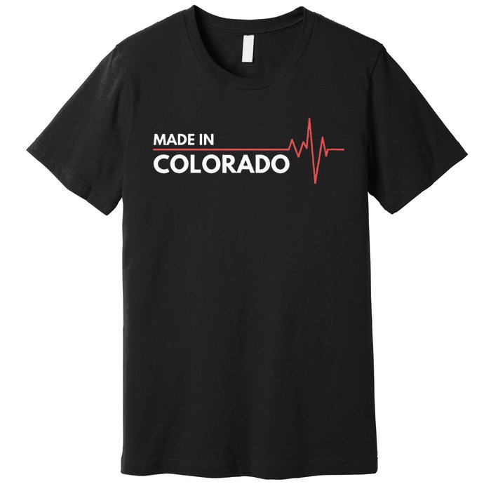 Born In Colorado Heartbeat Place Of Birth Premium T-Shirt