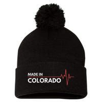 Born In Colorado Heartbeat Place Of Birth Pom Pom 12in Knit Beanie