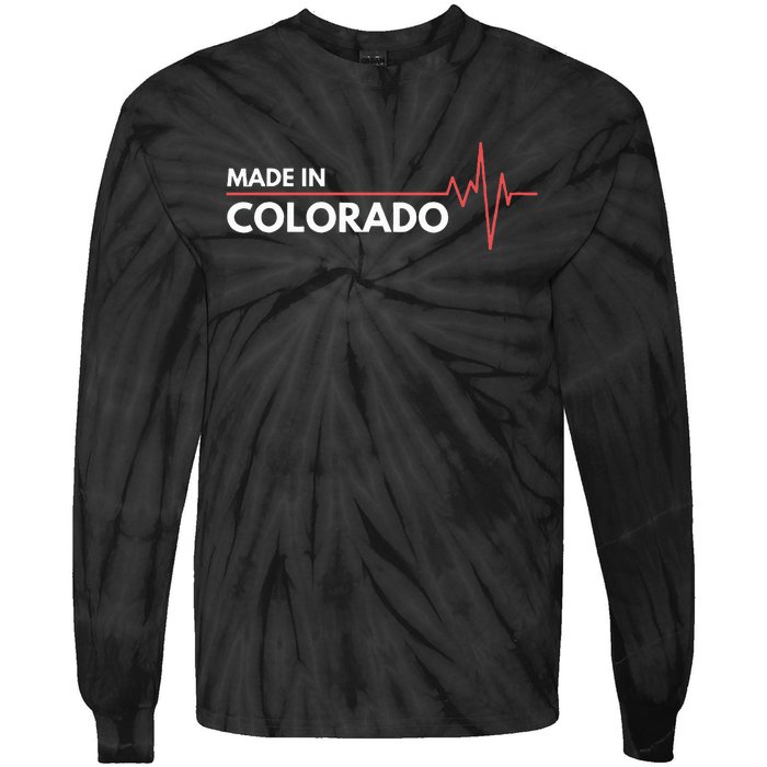 Born In Colorado Heartbeat Place Of Birth Tie-Dye Long Sleeve Shirt