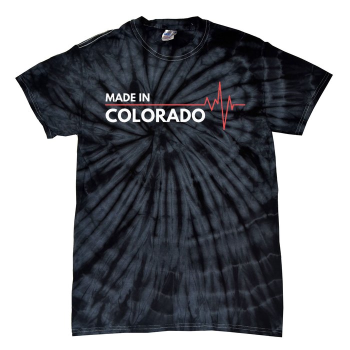 Born In Colorado Heartbeat Place Of Birth Tie-Dye T-Shirt