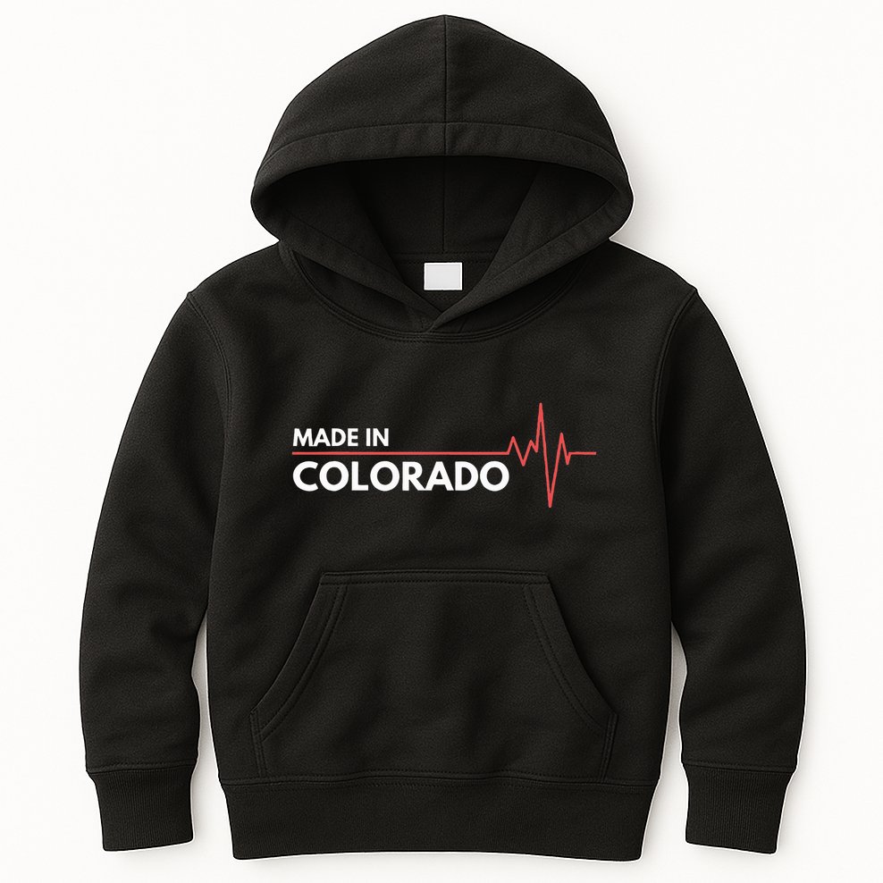 Born In Colorado Heartbeat Place Of Birth Kids Hoodie