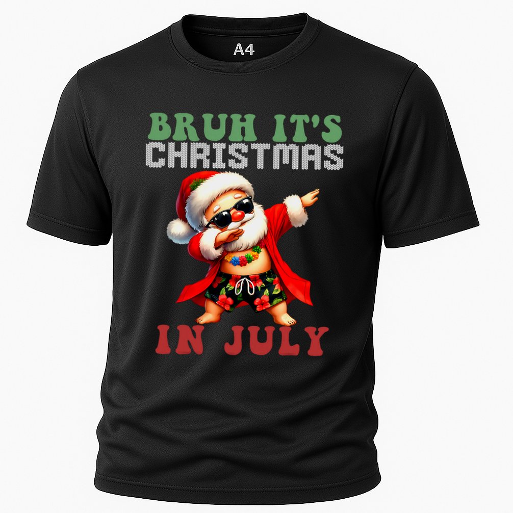 Bruh ItS Christmas In July Dabbing Santa Beach Vacation Performance Shirt