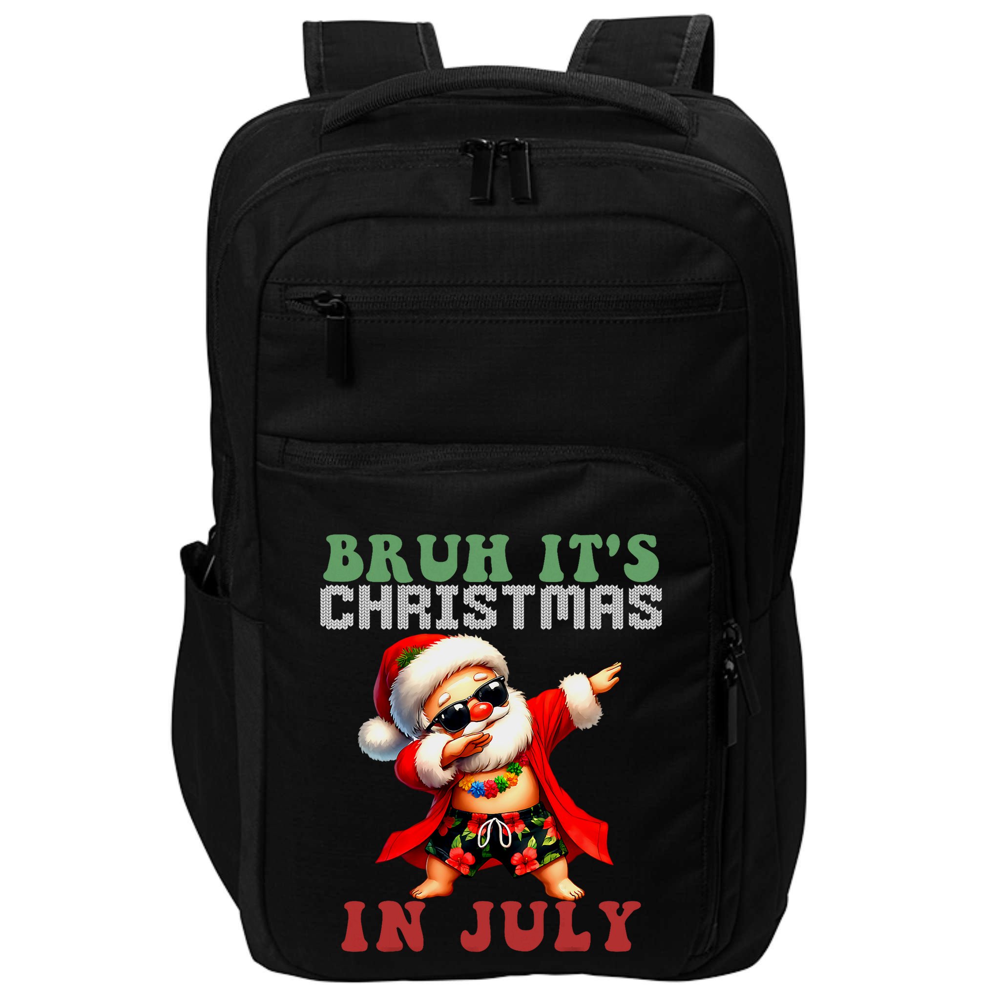 Bruh ItS Christmas In July Dabbing Santa Beach Vacation Impact Tech Backpack