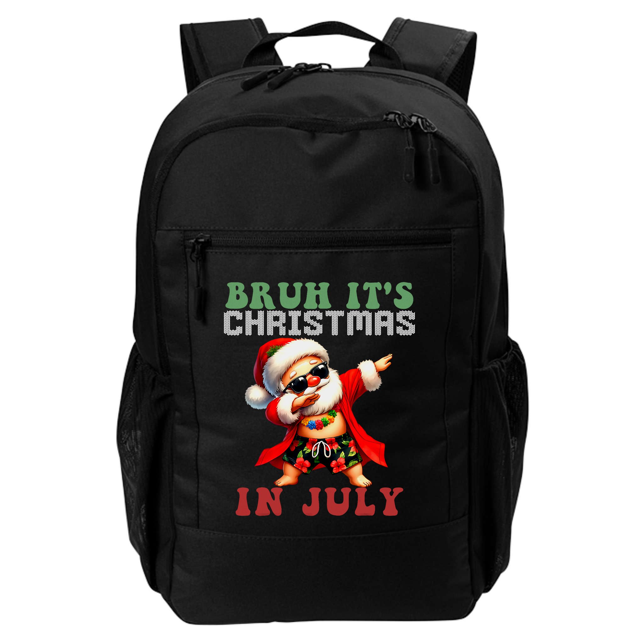 Bruh ItS Christmas In July Dabbing Santa Beach Vacation Backpack