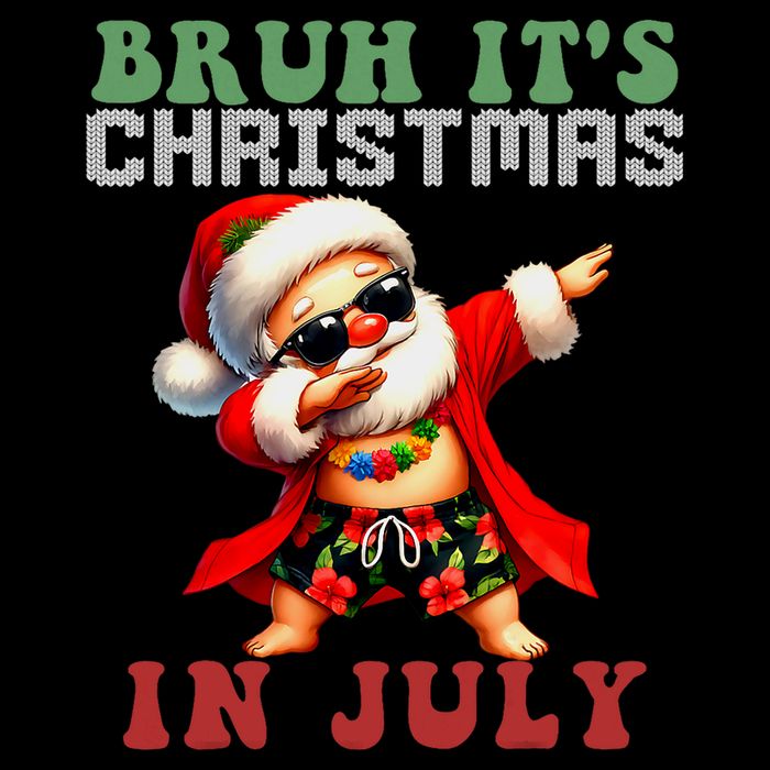 Bruh ItS Christmas In July Dabbing Santa Beach Vacation Drawstring Bag