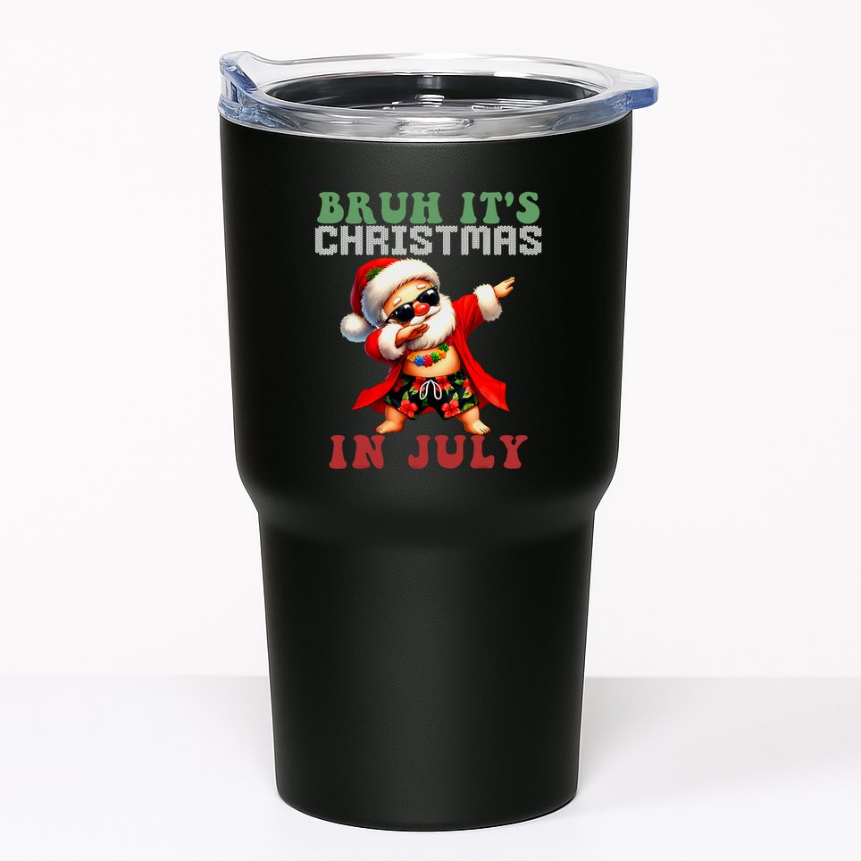 Bruh ItS Christmas In July Dabbing Santa Beach Vacation Tumbler