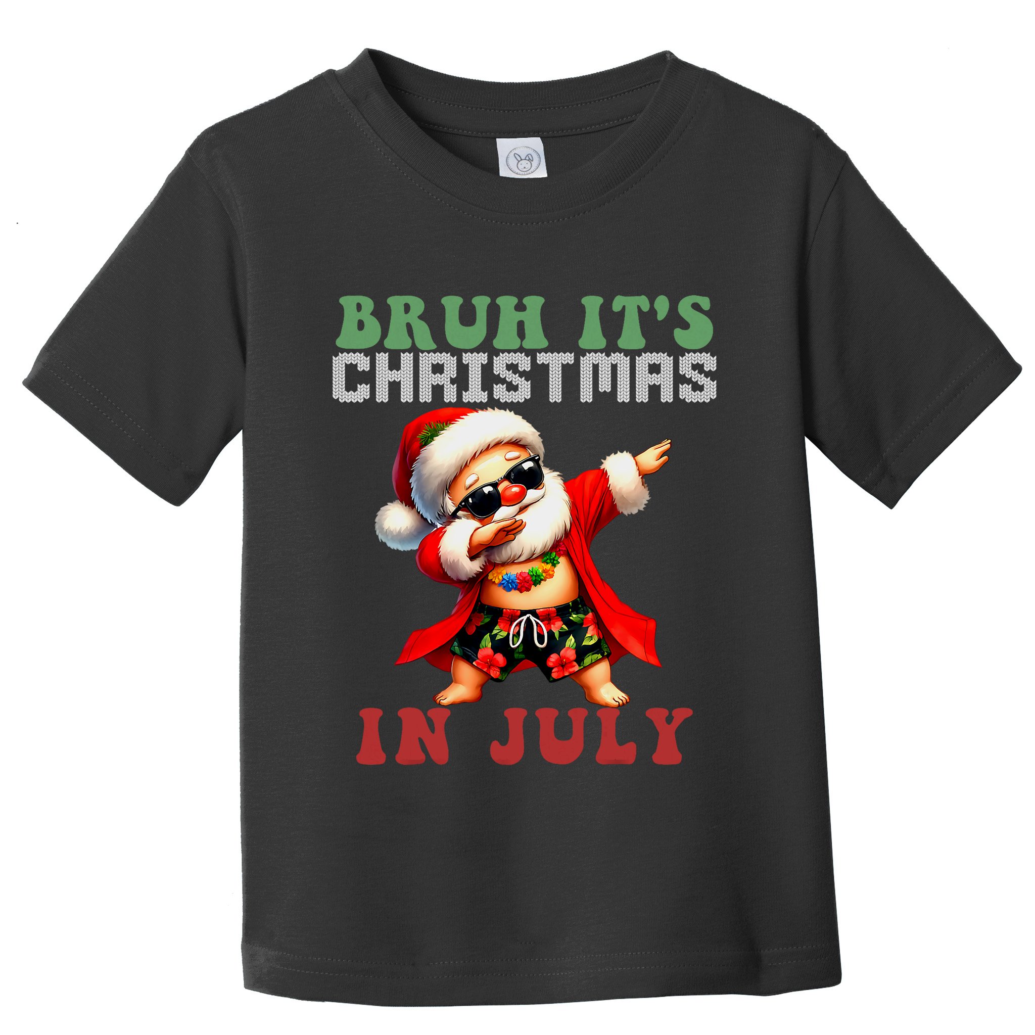 Bruh ItS Christmas In July Dabbing Santa Beach Vacation Toddler T-Shirt