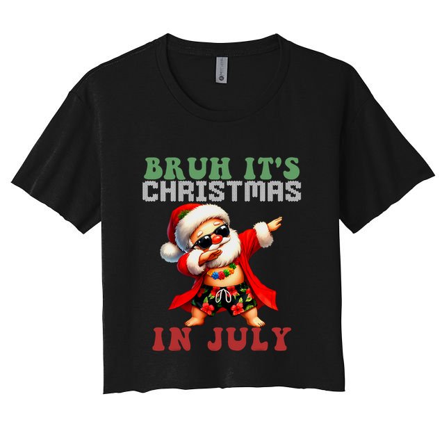 Bruh ItS Christmas In July Dabbing Santa Beach Vacation Crop Top
