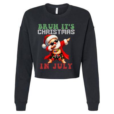 Bruh ItS Christmas In July Dabbing Santa Beach Vacation Cropped Pullover Crew