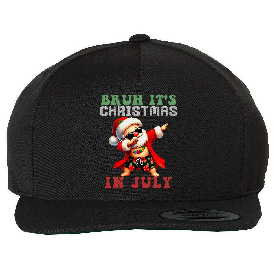 Bruh ItS Christmas In July Dabbing Santa Beach Vacation Wool Snapback Cap