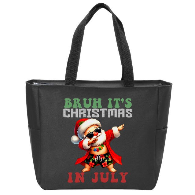 Bruh ItS Christmas In July Dabbing Santa Beach Vacation Zip Tote Bag