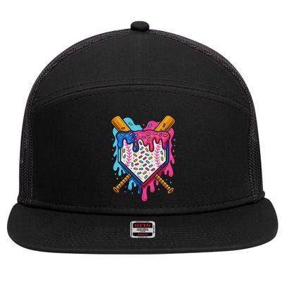 Baseball Ice Cream Drip Baseball 7 Panel Mesh Trucker Snapback Hat