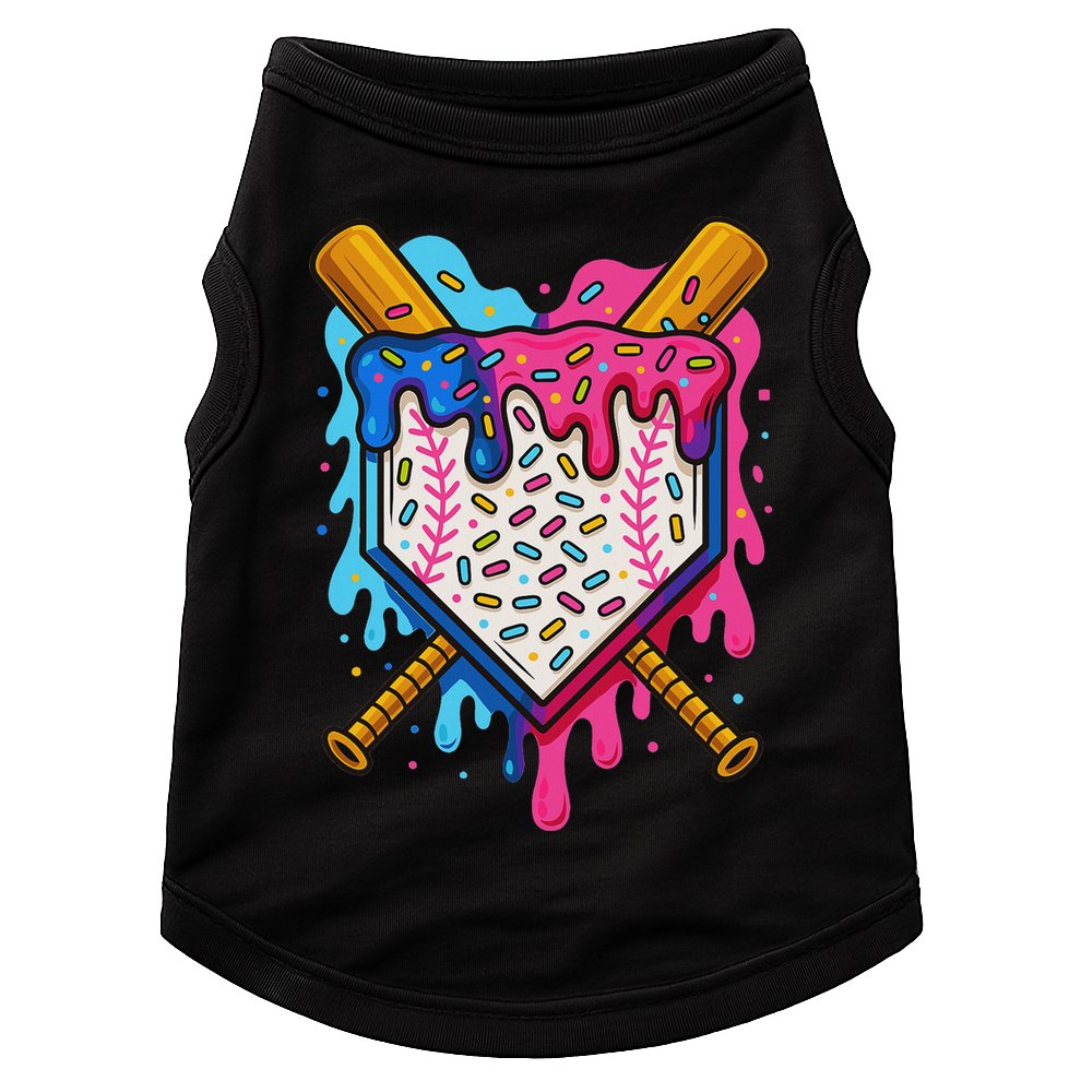 Baseball Ice Cream Drip Baseball Doggie Tank