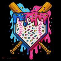 Baseball Ice Cream Drip Baseball Flatbill Hat