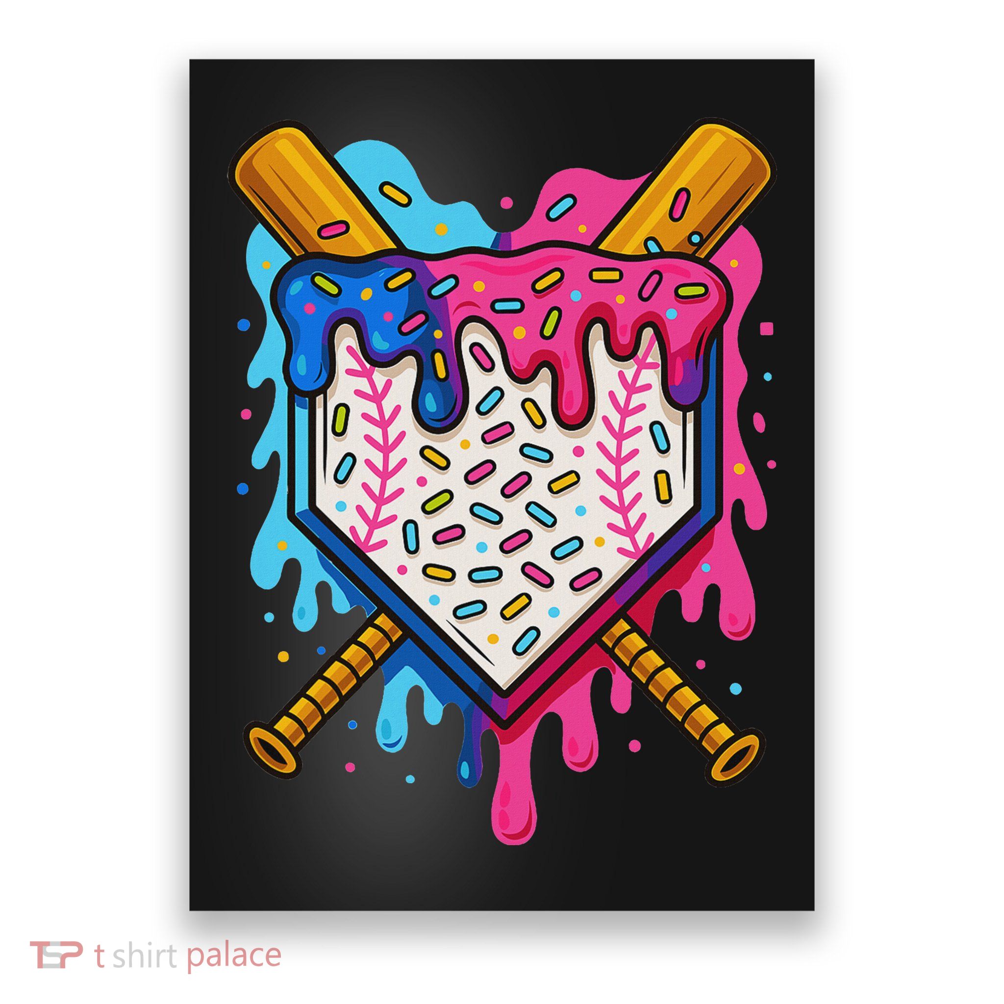Baseball Ice Cream Drip Baseball Poster