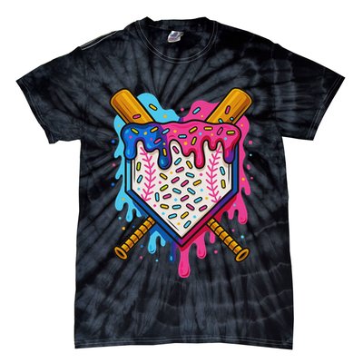Baseball Ice Cream Drip Baseball Tie-Dye T-Shirt