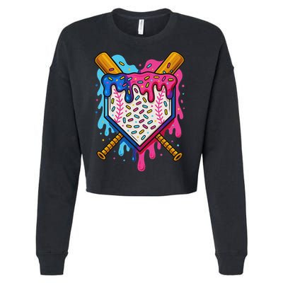 Baseball Ice Cream Drip Baseball Cropped Pullover Crew