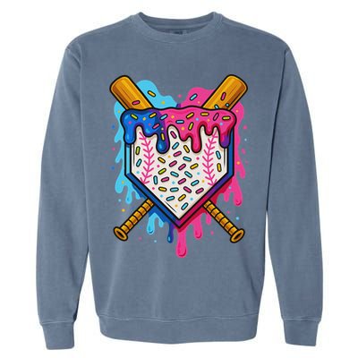Baseball Ice Cream Drip Baseball Garment-Dyed Sweatshirt