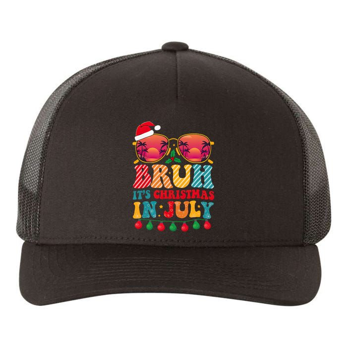 Bruh ItS Christmas In July Vintage Summer Santa Sunglasses Yupoong Adult 5-Panel Trucker Hat