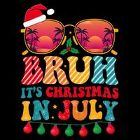 Bruh ItS Christmas In July Vintage Summer Santa Sunglasses T-Shirt