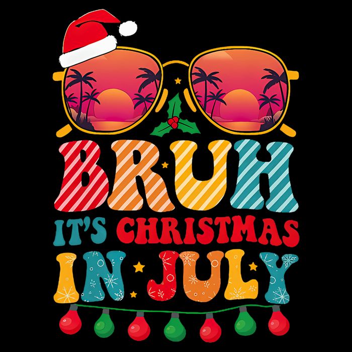 Bruh ItS Christmas In July Vintage Summer Santa Sunglasses T-Shirt