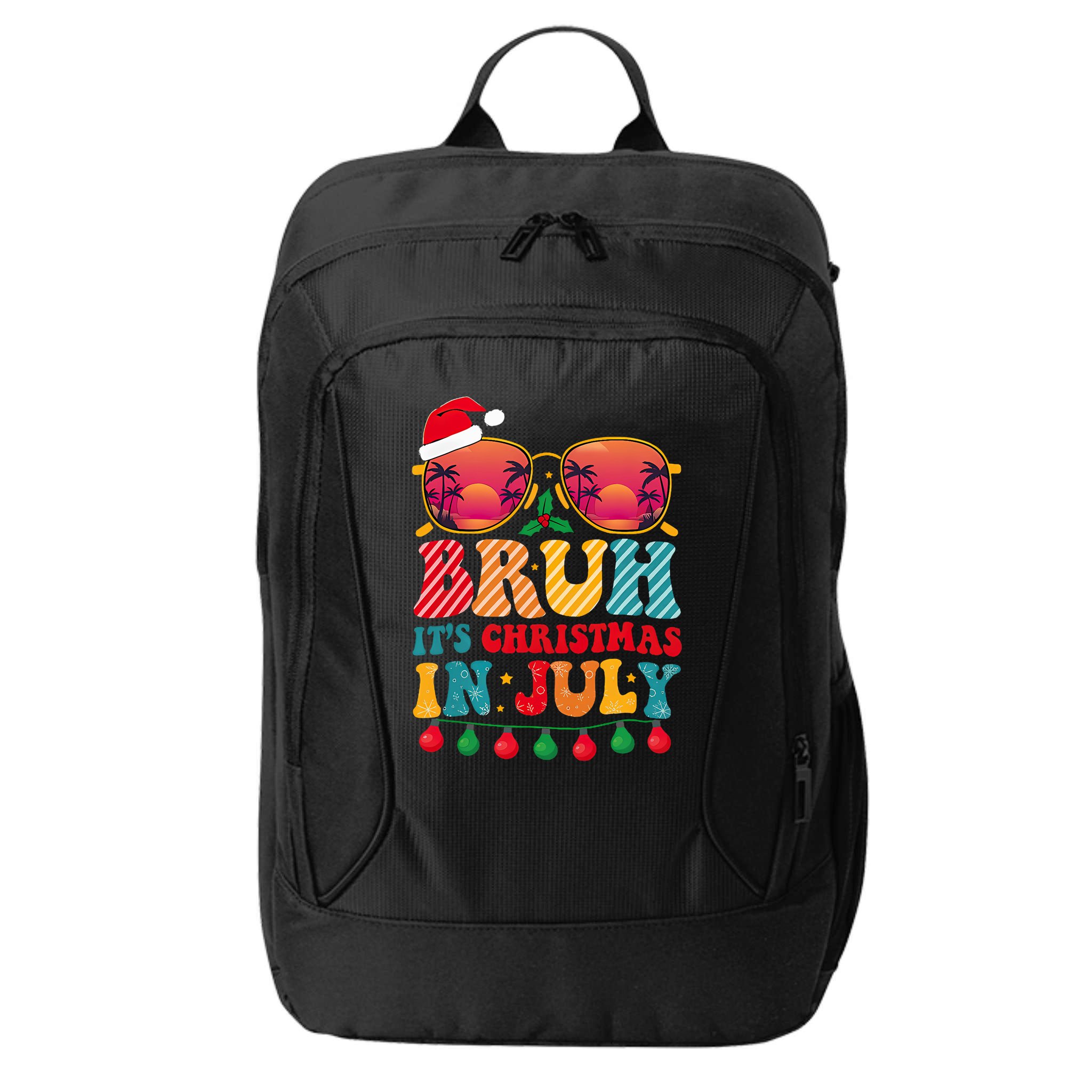 Bruh ItS Christmas In July Vintage Summer Santa Sunglasses City Backpack