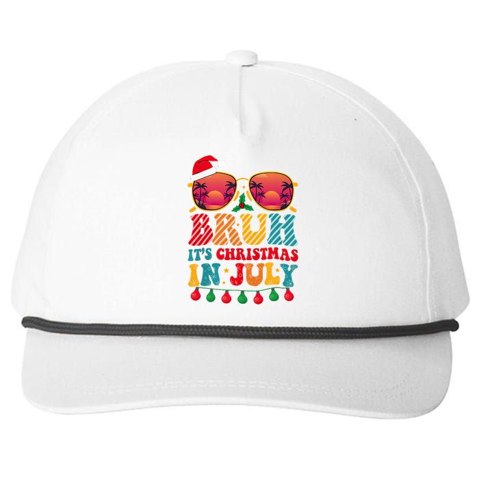 Bruh ItS Christmas In July Vintage Summer Santa Sunglasses Snapback Five-Panel Rope Hat